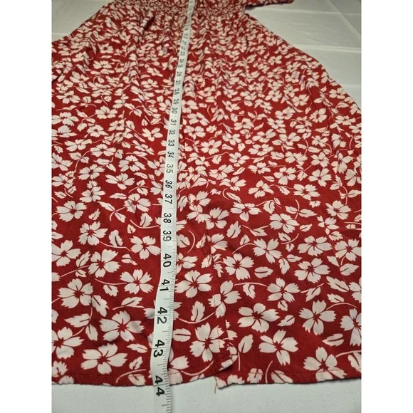 Anthropologie Kindred Red Floral Maxi Dress Womens 2X Milkmaid Fairy Coquette - Picture 3 of 8